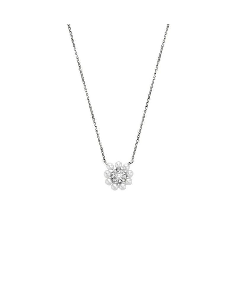 Pendentif perle et diamants, Couleur Or: Blanc