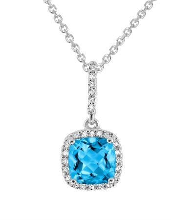 Pendentif topaze bleu et diamants