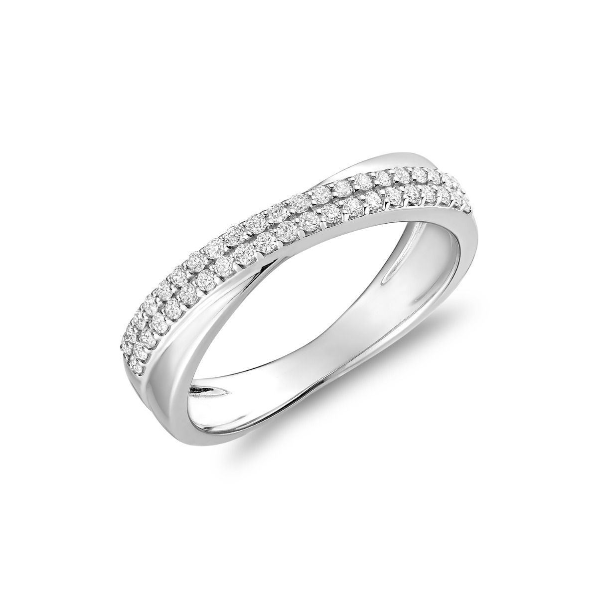 Bague pavé croisé diamants
