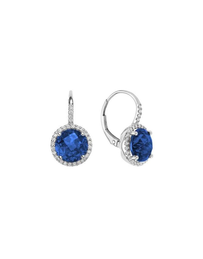Saphir et diamants boucles d'oreilles