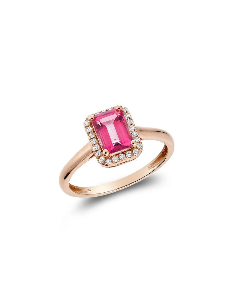 Bague Topaze Rose Diamants