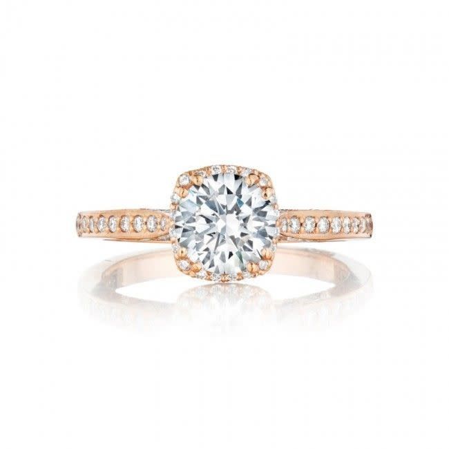 Tacori Bague fiançailles "dantela" 18k rose  Poids totale diamants 0.25ct VS F-G