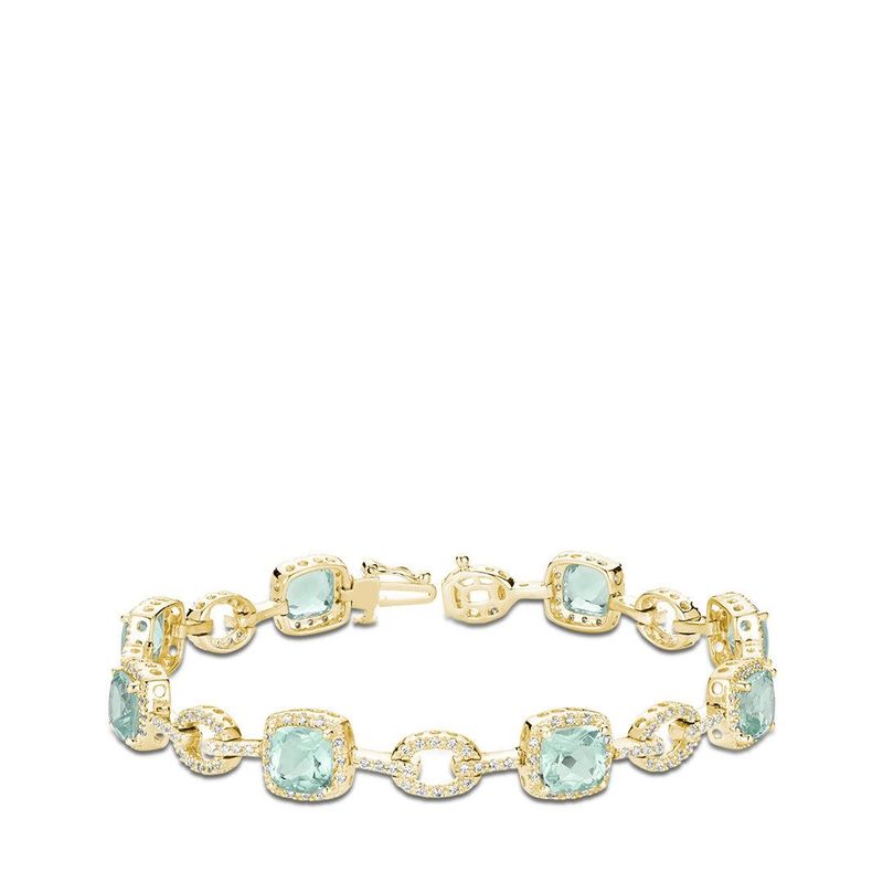 Bracelet gemme et diamants 14k or jaune avec améthyste vert pale 1D=0.13CTDI, G-H Couleur, I1 pureté