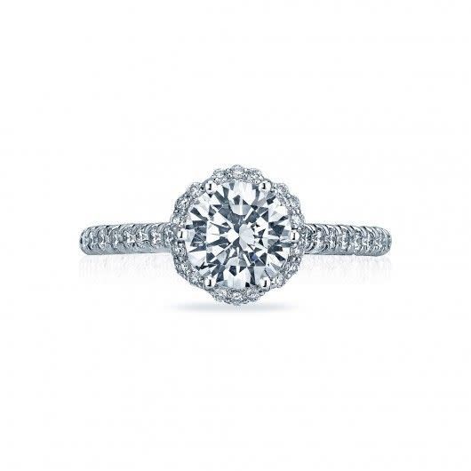 Tacori Bague fiançailles solitaire "Petite crescent" 18k Or blanc poids diamants totale 0.61ct VS1 F-G