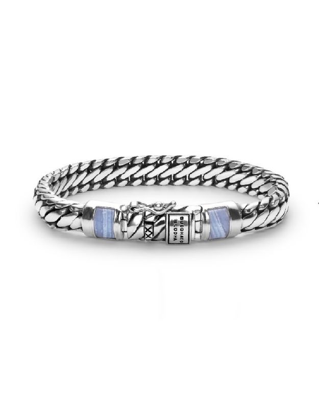 J070BA-E BRACELET BEN BUDDHA TO BUDDHA STONE BLUE LACE ARGENT