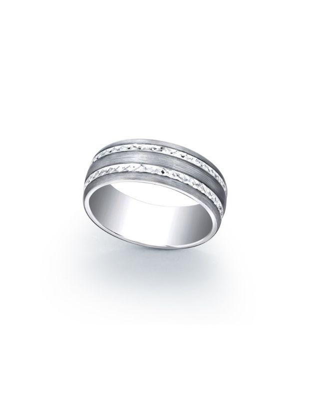 Alliance de Mariage incrustée en argent tungstène super titane 8mm