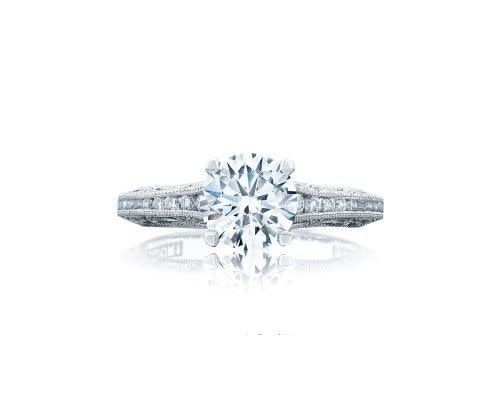 Tacori Bague fiançailles solitaire "reverse crescent" 18k or blanc  Poids totale diamants 0.25ct VS F-G