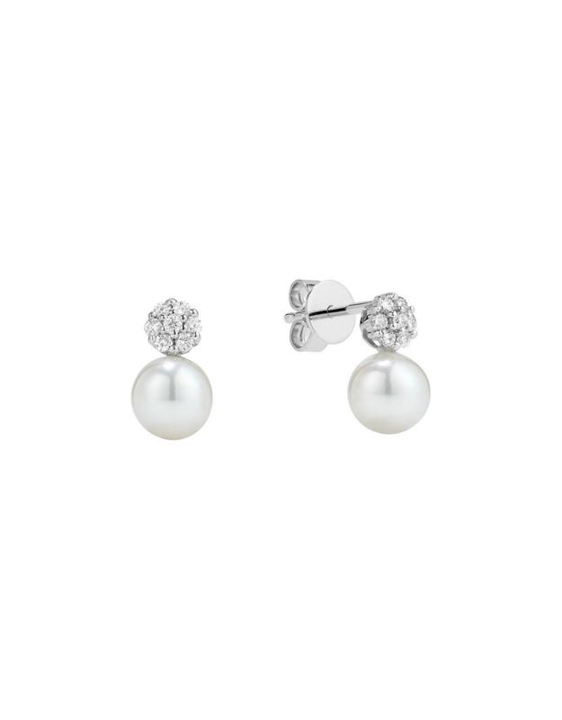Boucles d'oreilles perles et diamants