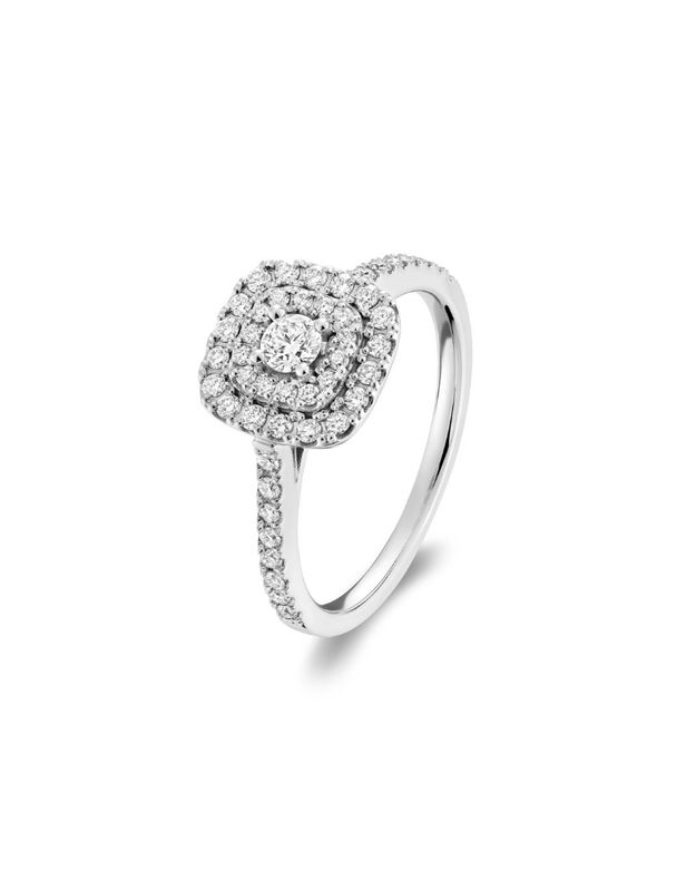 Bague Fiançailles doubles halo