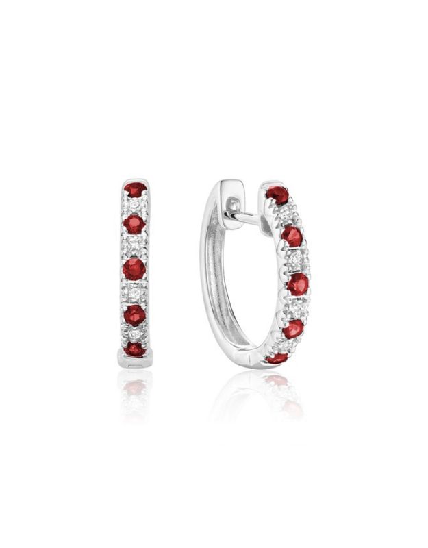 Boucles d'oreilles Huggie pierres précieuses et diamants Or 10k