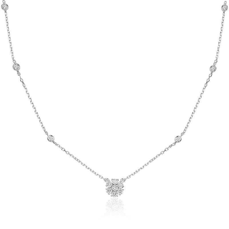 Collier diamant fleur