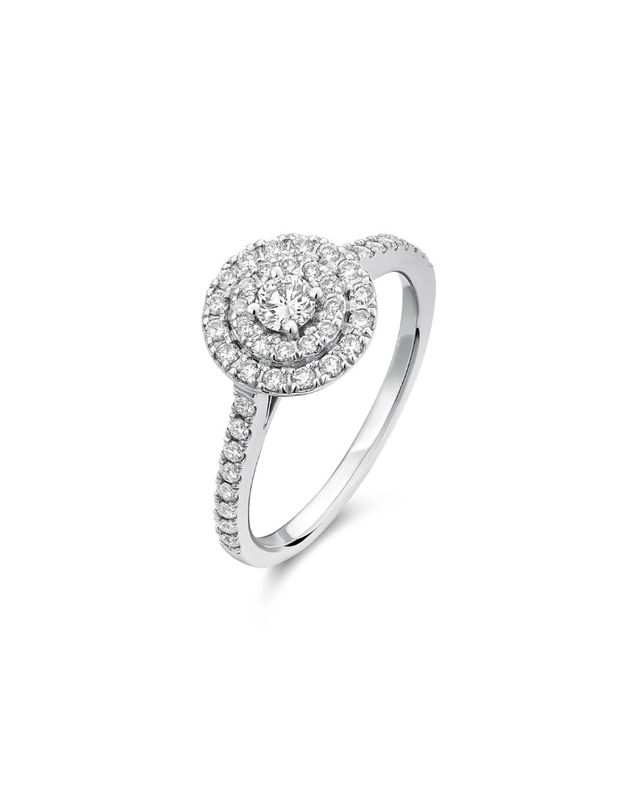 Bague Fiançailles Double Halo