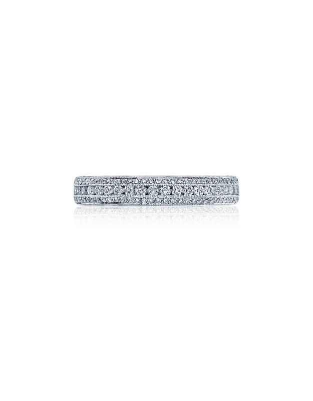 HT2513RDBW Tacori Bague éternité "Classic crescent" 18k or blanc diamants 1.20ct