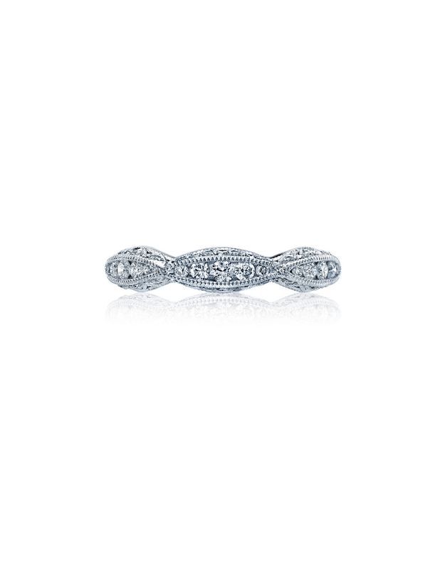 Tacori Bague Éternité "classic crescent" 18k or blanc poids diamants totale 0.87ct VS1 F-G