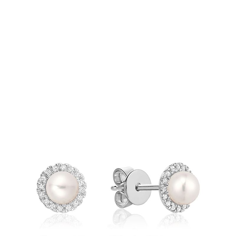Boucles d'oreilles Perles et Diamants