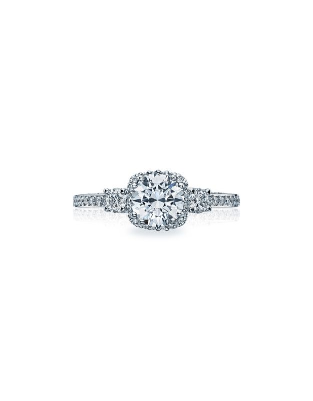 Tacori Bague fiançailles trinité "Dantela" 18k or blanc poids diamants totale 0.50ct  VS1 F-G