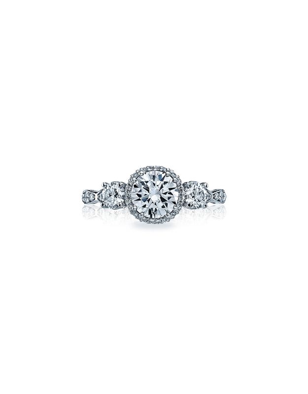 Tacori Bague fiançailles trinité "dantela" 18k or blanc  Poids totale diamants 0.48ct VS1 F-G