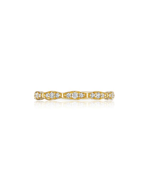 Tacori Bague Éternité "sculpted crescent" 18k Or jaune poids totale diamants 0.33ct VS F-G