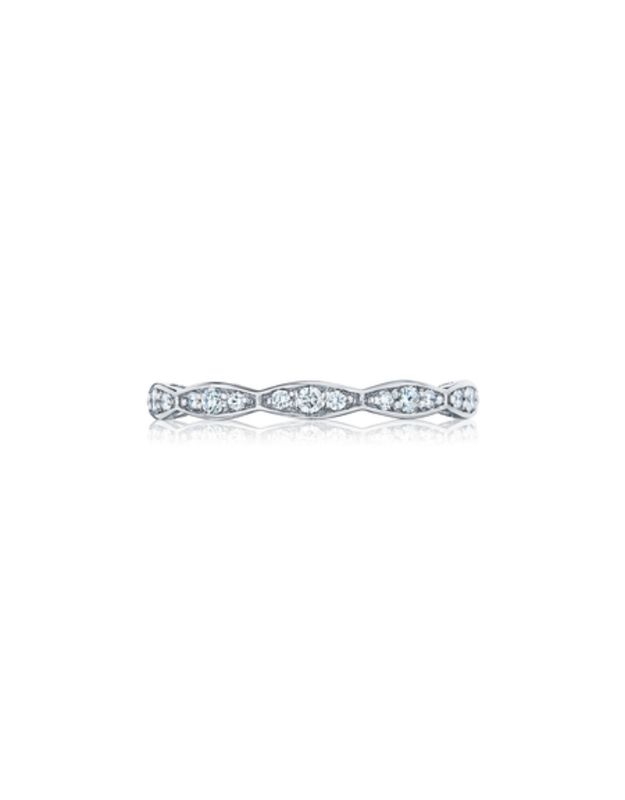 Tacori Bague Éternité "sculpted crescent" 18k or blanc poids totale diamants 0.33ct VS F-G