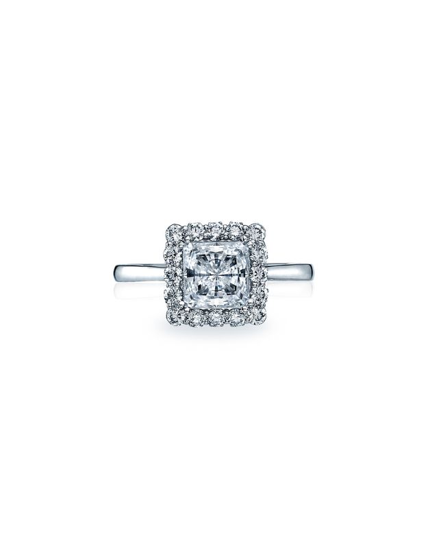 Tacori Bague fiançailles solitaire "full bloom" 18k Or blanc poids totale diamants 0.26ct VS F-G