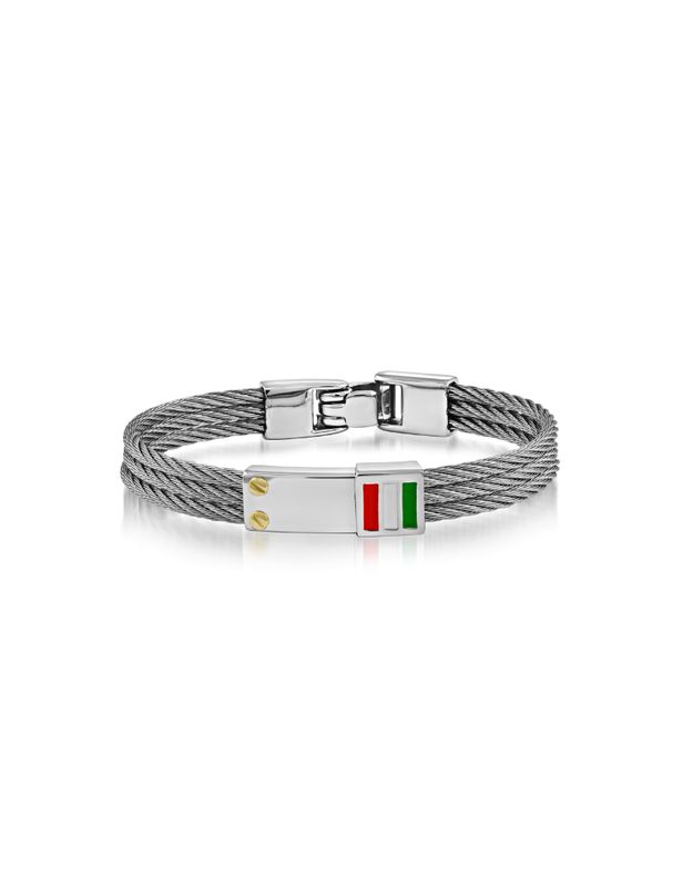 STBG3 BRACELET ACIER GARCON AVEC DRAPEAU ITALIE