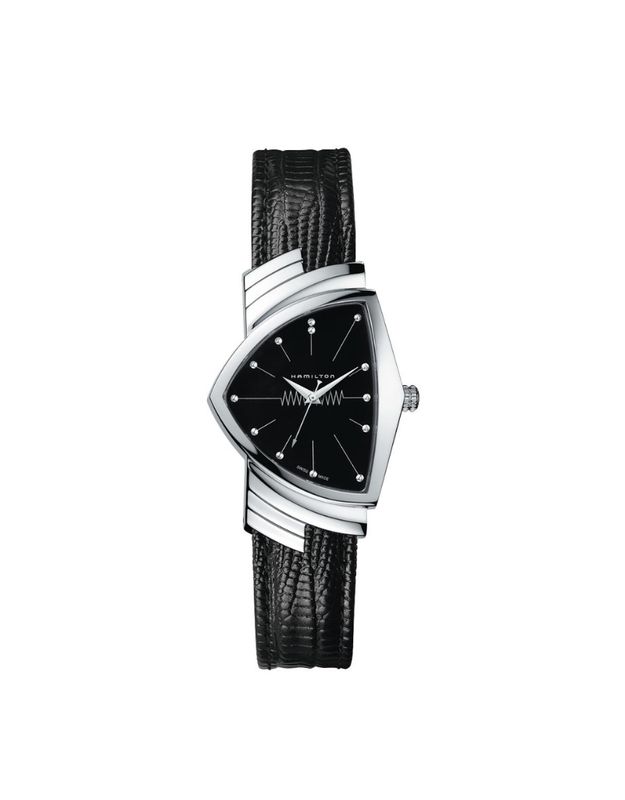 Hamilton montre homme ventura acier et cuir noir quartz