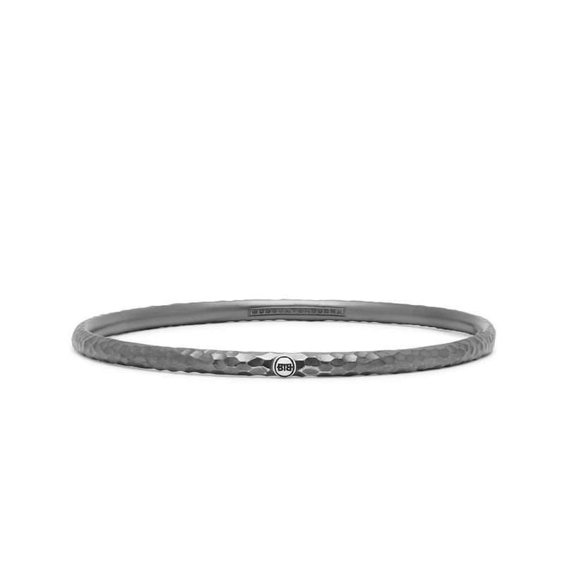 BANGLE DUNIA HAMMERED NOIR ARGENT MEDIUM 305-M