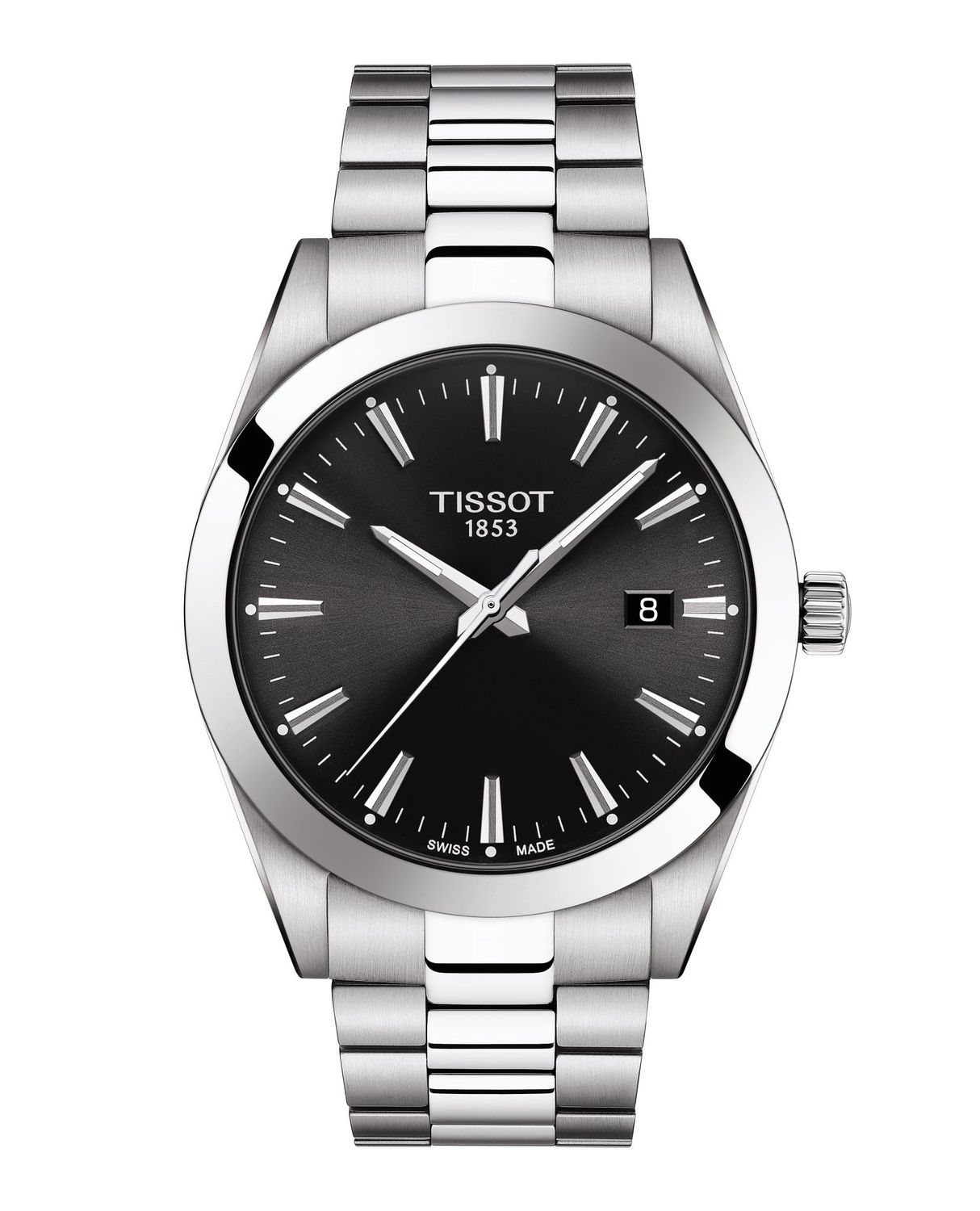 Tissot montre homme Gentelman quartz acier fond noir boitier 40mm
