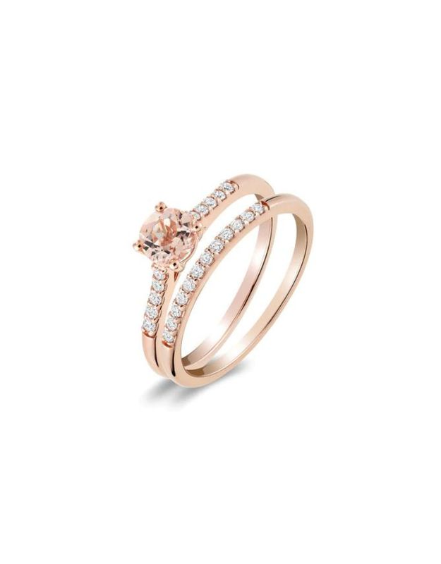 Bague set alliance et solitaire
