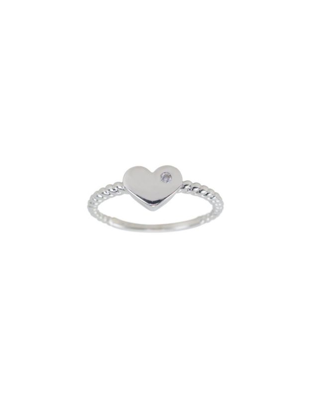 Bague dame motif cœur 10k or blanc zircone serti sur cœur RW-B43-1831