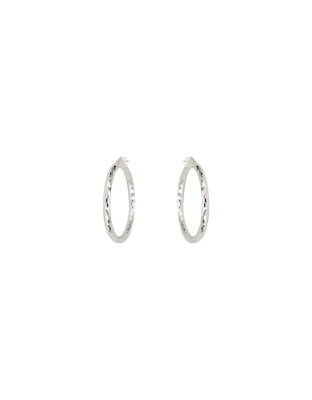 Boucles d'oreilles anneaux 30mm Or blanc 10k CBE106024 3.0gr