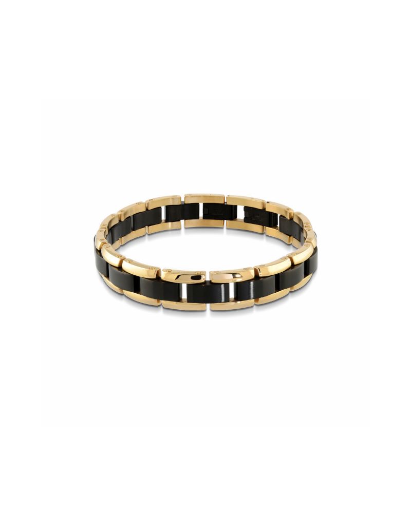 Bracelet acier inoxydable plaque Or et noir