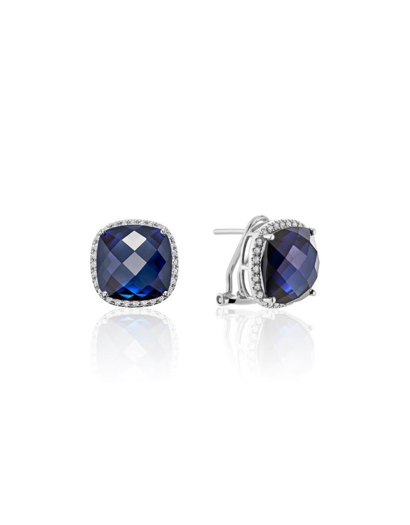 Boucles D'Oreilles Diamant et saphir créé