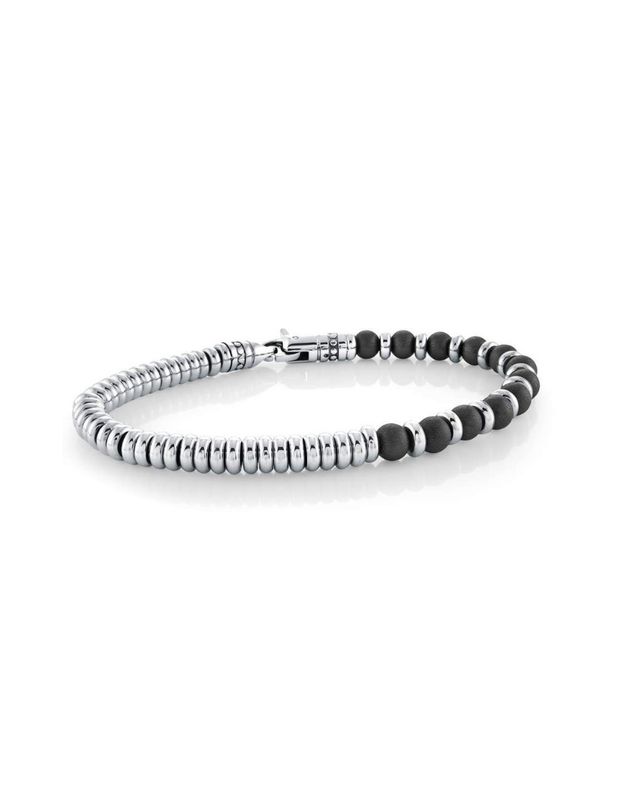 Italgem steel and bead bracelet