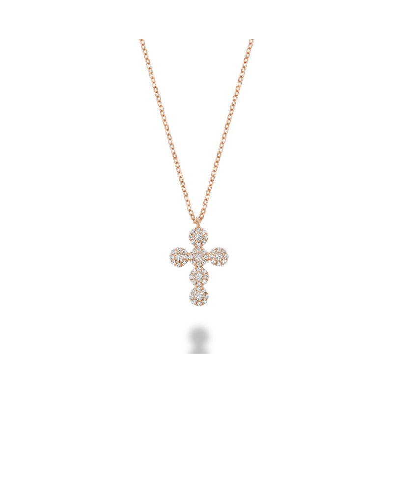 Diamond Cross Pendant, Gold Colour: Rose