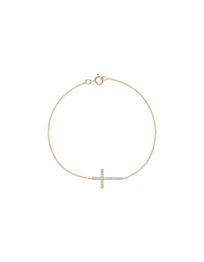 Cross Diamond Bracelet, Gold Colour: Rose