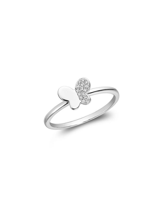 Bague Enfant papillons en diamants Or 10k  15=0.05ct I GH, Couleur Or: Blanc White