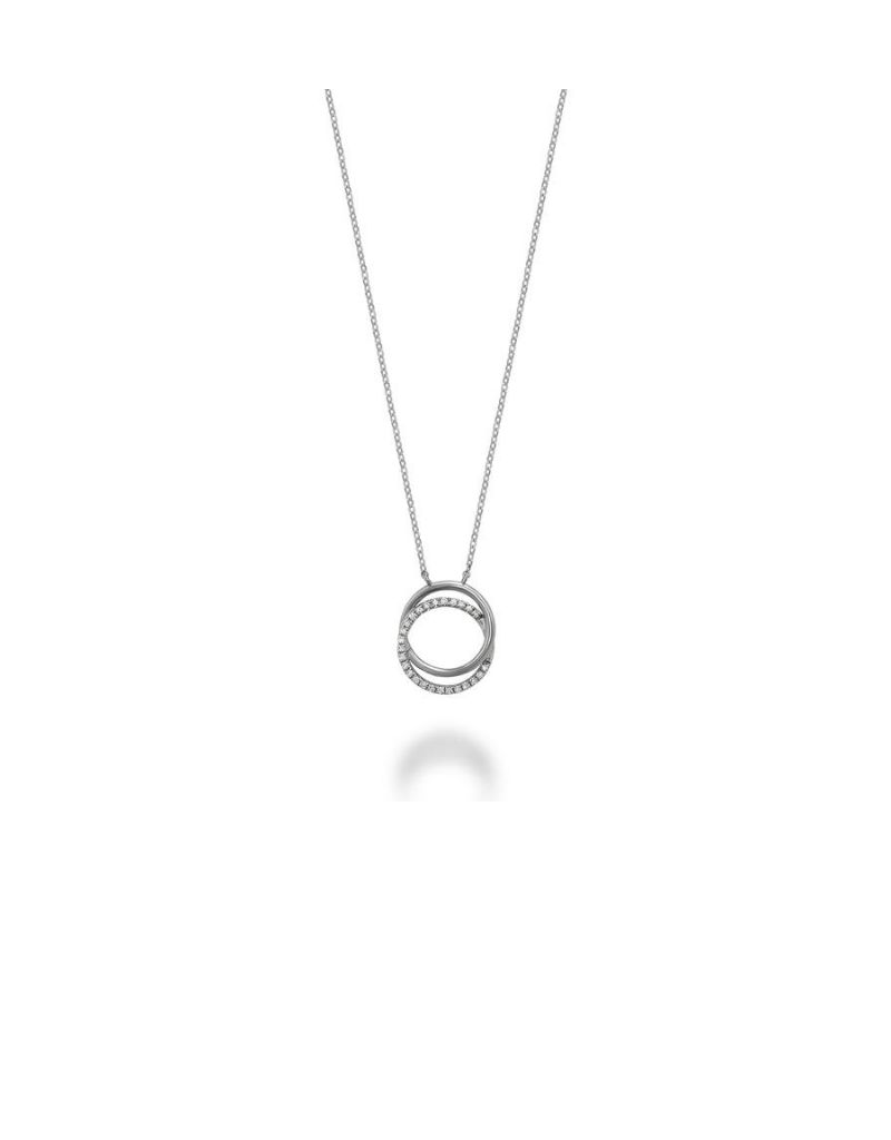 Double circle pendant, Gold Colour: Blanc White