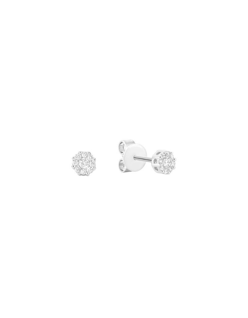Boucles d'oreilles diamants, Couleur: Blanc White, Poids diamants: 0.10ct