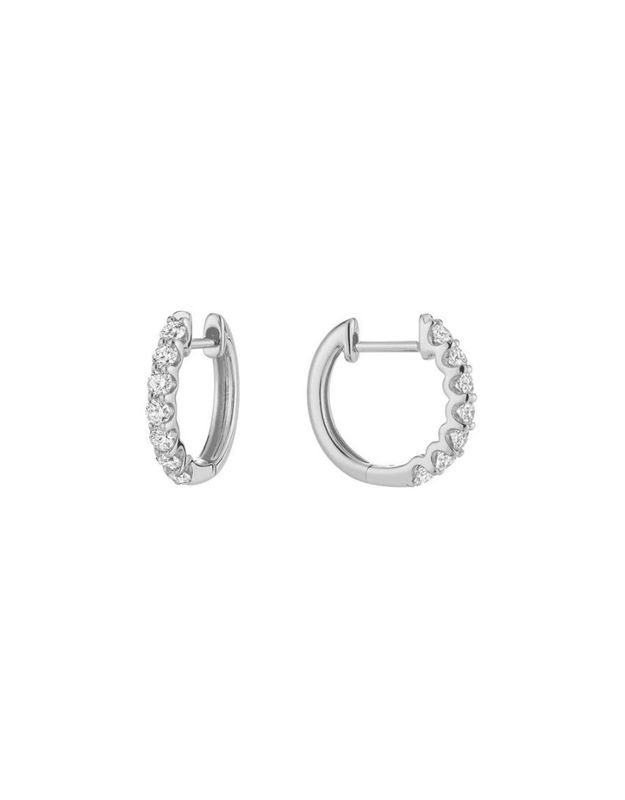 Boucles d'oreilles huggies, Couleur: Blanc White, Poids diamants: 0.25ct