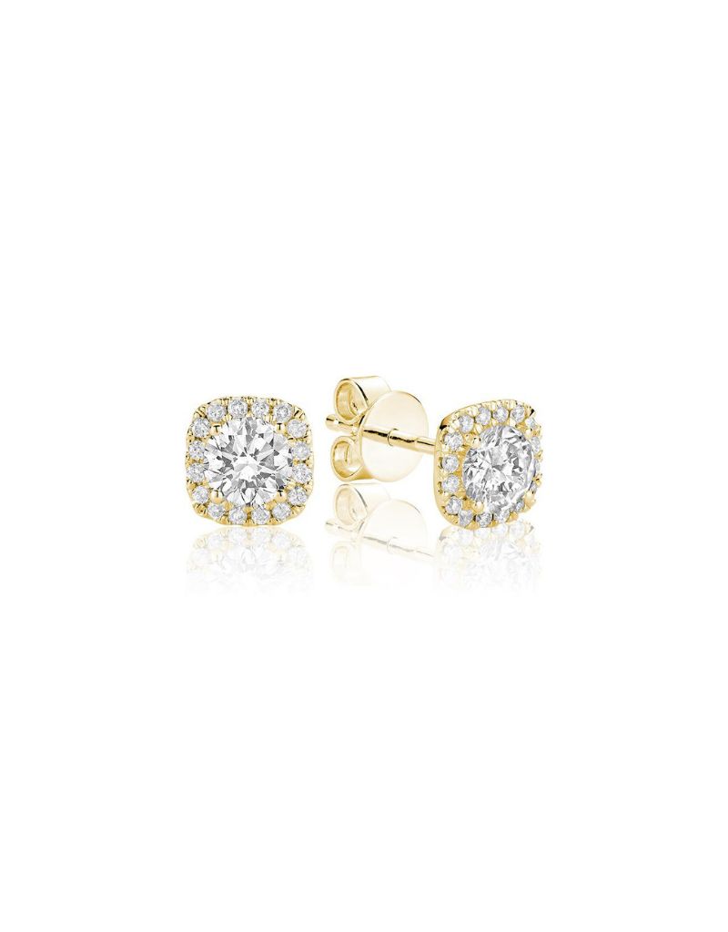Boucles d'oreilles fixes diamants, Couleur: Jaune, Poids diamants: 0.25ct