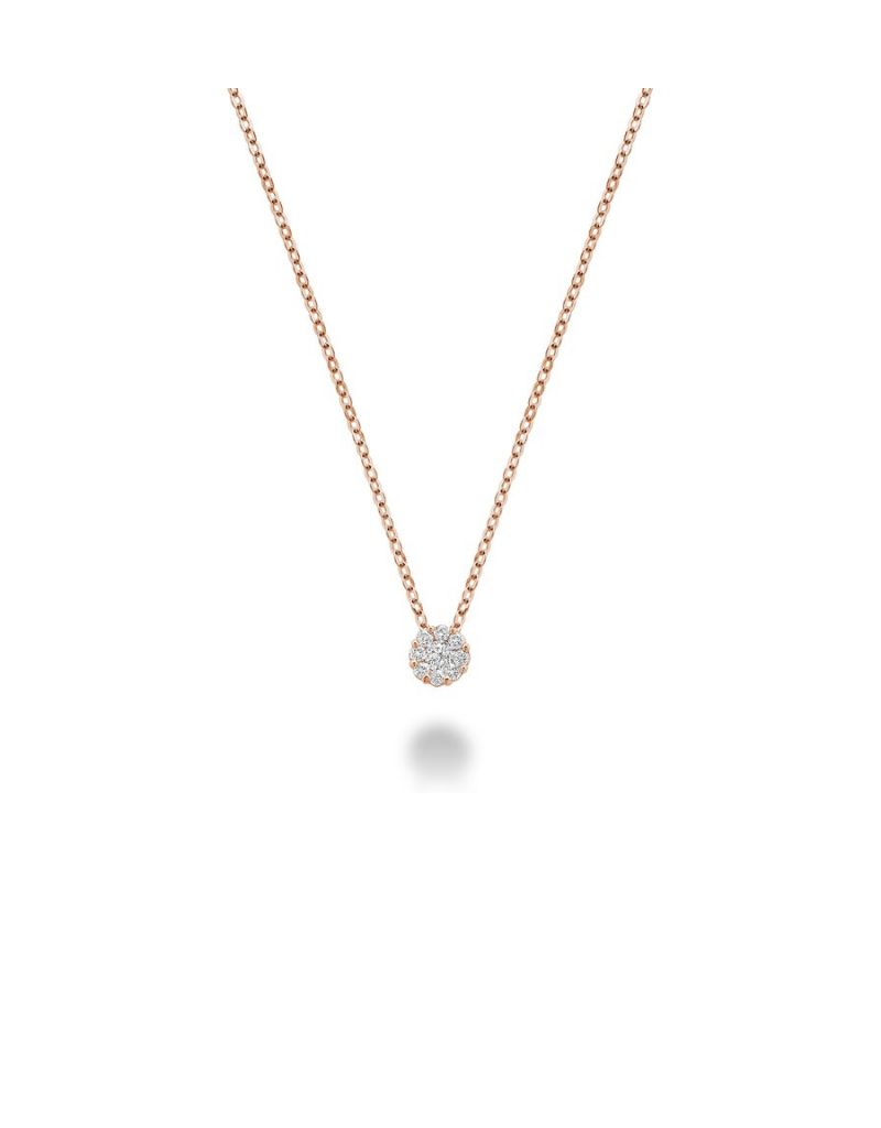 Diamond Cluster Pendant, Colour: Rose, Diamond Weight: 0.10ct