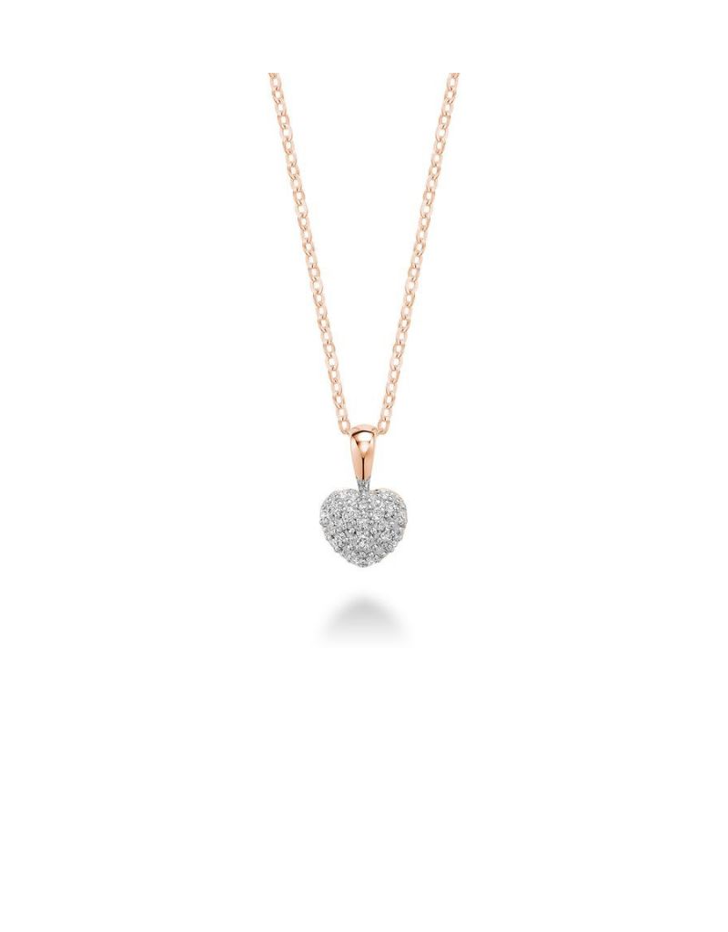 Pendentif petite cœur diamants, Couleur Or: Rose