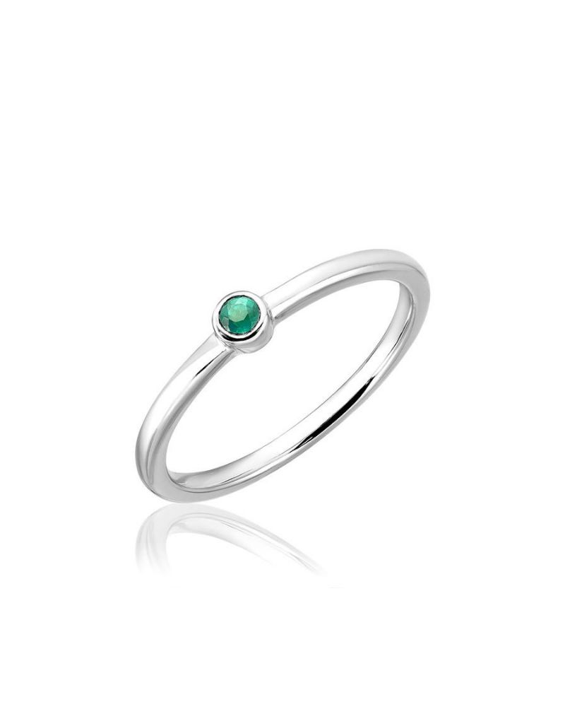 Ladies Gemstone Ring, Gemstone: Émeraude, Gold Colour: Blanc