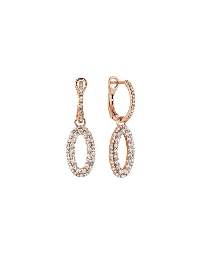 Boucles D'oreilles pendant en diamants, Couleur Or: Rose