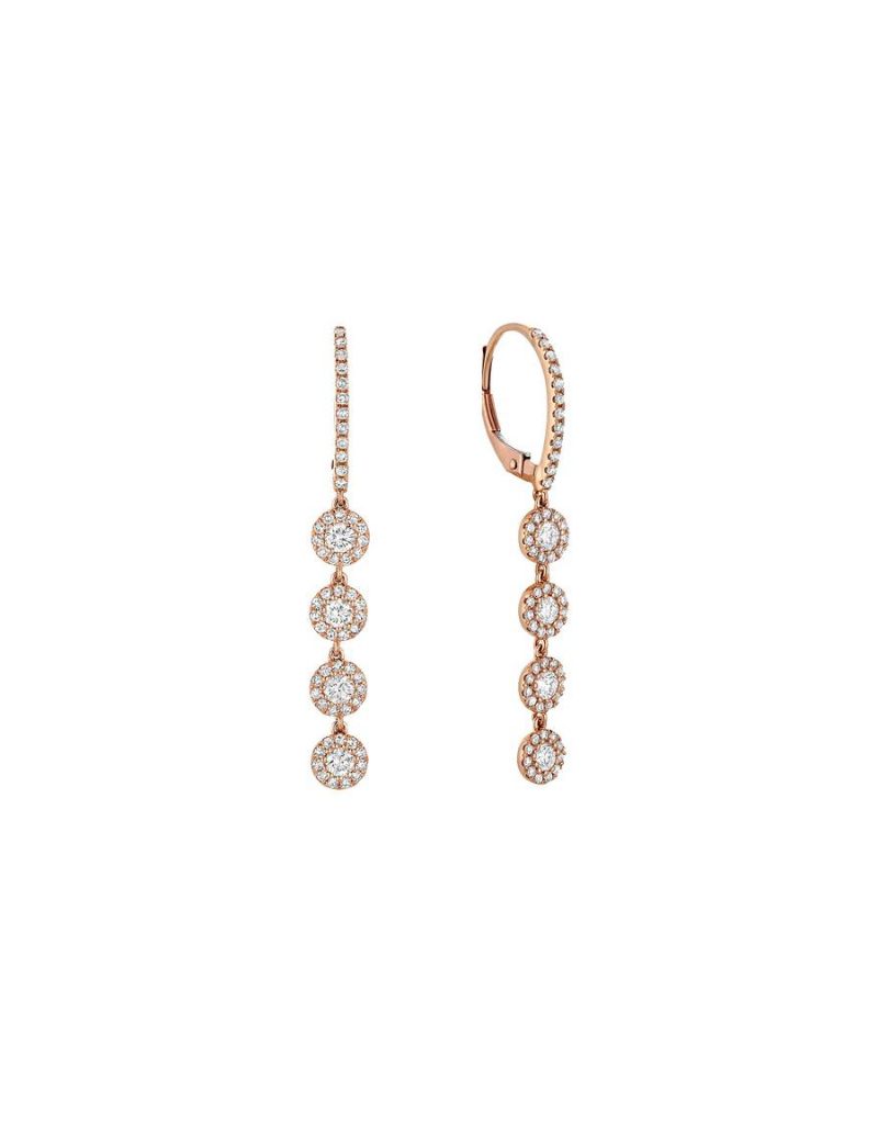 Boucles D'oreilles chandelier diamants, Couleur Or: Rose