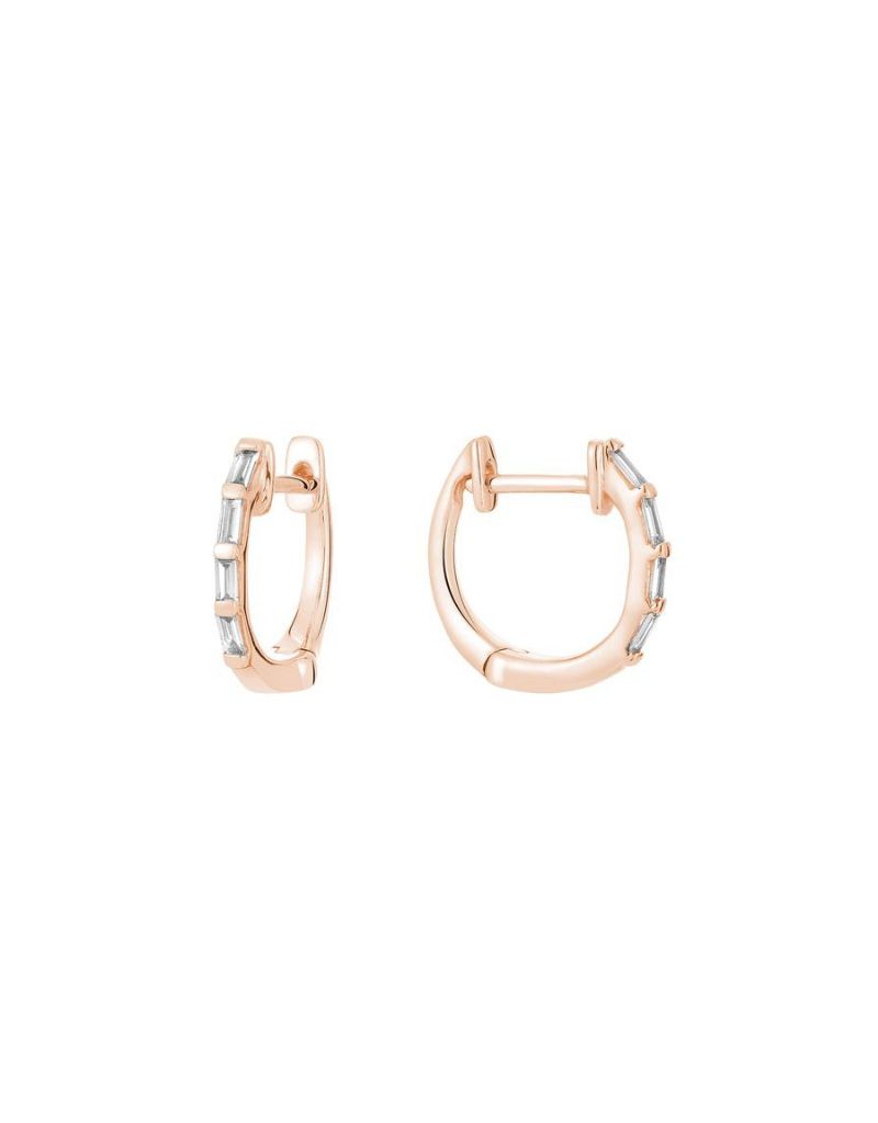 Boucles D'oreilles huggies diamants, Couleur Or: Rose