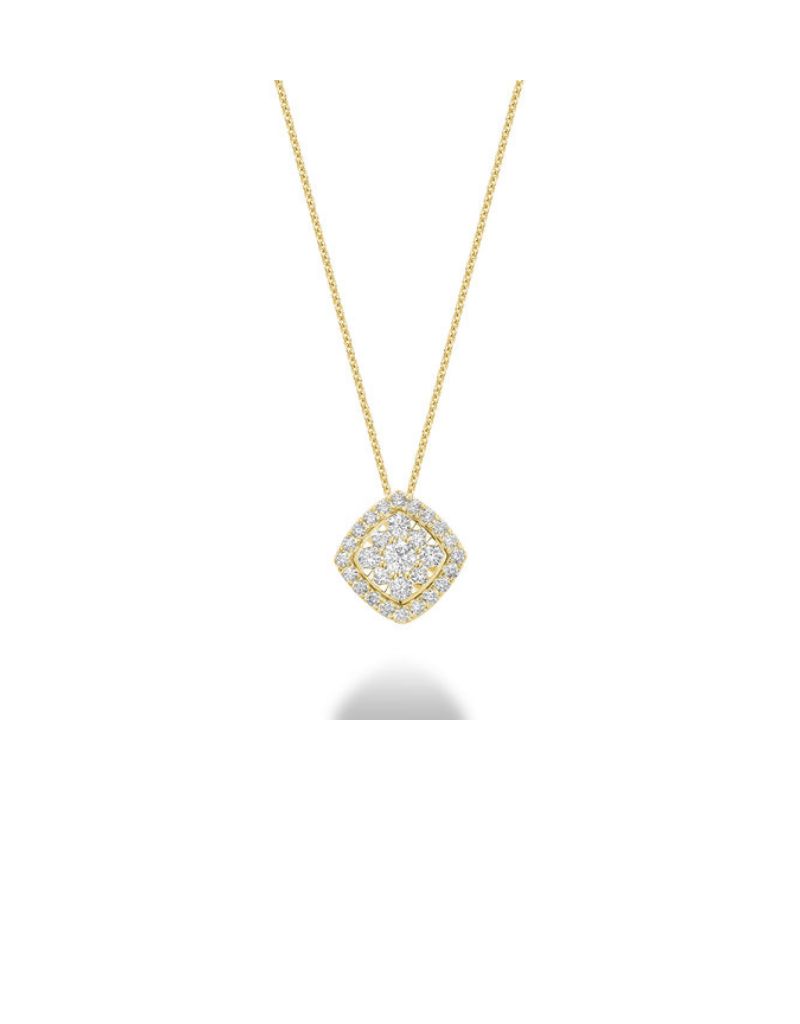 Pendentif carre diamants, Couleur Or: Jaune