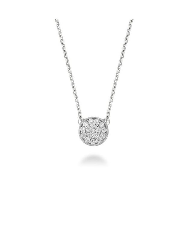 Collier cercle 14k or blanc  en millegrain et diamants 17=0.25ct  I HI, Couleur Or: Blanc White