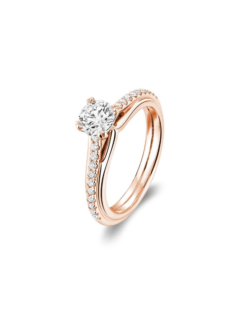 Bague fiançailles solitaire, Couleur Or: Rose